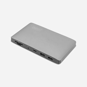 Digitus DA-70895 Station d'accueil Thunderbolt 3 - Double DisplayPort 8K, USB-C 10Gbps, USB 3.0, Lecteurs SD/MicroSD, PD 60W, RJ45, Audio