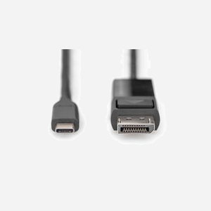 Digitus Câble Adaptateur Bidirectionnel USB-C vers DisplayPort 1.4 M/M 2m - 8K 30Hz / 4K 144Hz / 2K 165Hz - DP Alt Mode - Noir - AK-300334-020-S - Miniature 2