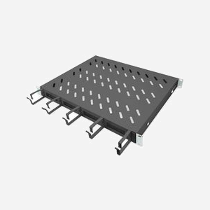 Digitus Étagère 1U 19" DN-97681 Acier Noir Charge Max. 120kg Profondeur 60cm avec Guide-Câbles et Passages de Câbles Frontaux