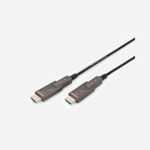 Digitus AK-330127-300-S Câble Fibre Optique Hybride HDMI AOC 30m, 4K/60Hz, 18Gbit/s, HDMI 2.0b, HDCP 2.2, HDR, Connecteurs Amovibles Type A/D