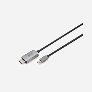 Digitus Câble Adaptateur Mini DisplayPort 1.4 vers HDMI 2.0 8K/60Hz, M/M, 1m, Contacts Or, Triple Blindage, AWG32, Boîtier Aluminium, HDCP & DPCP