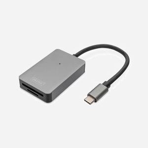 Digitus DA-70333 Lecteur Carte Mémoire USB-C 2.0 2 Slots SD/SDHC/SDXC/MicroSD UHS-II 300 Mbit/s Boîtier Aluminium Gris - Miniature 1