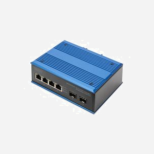 Digitus Commutateur Industriel DN-651148, 4xGE RJ45 + 2xGE SFP, IP40, Alimentation Redondante 12-48V DC, -40°C à 80°C, Montage Rail DIN - Miniature 1