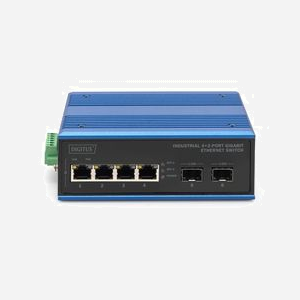 Digitus Commutateur Industriel DN-651148, 4xGE RJ45 + 2xGE SFP, IP40, Alimentation Redondante 12-48V DC, -40°C à 80°C, Montage Rail DIN - Miniature 2