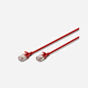 Digitus CAT 6A F-FTP Slim Patch Cable 3m Rouge, AWG 32/7, 10Gbit/s, 500MHz, PoE+, LSZH, Diamètre 3.8mm, Connecteurs RJ-45 Mâle, Cuivre