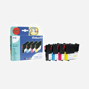 Pelikan 4107602 - Multipack 4 cartouches : Noir, Cyan, Magenta, Jaune - Encre pigmentée - Compatibilité Brother DCP et MFC series - Miniature 1