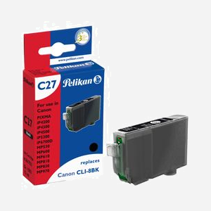 Pelikan С27 Cartouche Jet d'encre Noir Pigmenté 13ml (Réf. 361752) - Compatibilité Canon PIXMA iP4200 à Pro9000 Mark II