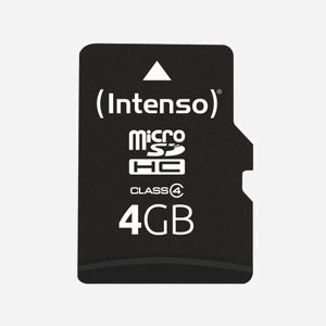 Intenso 3403450 Carte MicroSDHC 4 Go Classe 4 Lecture 20 Mo/s Écriture 5 Mo/s Résistante Chocs Température Rayons X avec Adaptateur SD