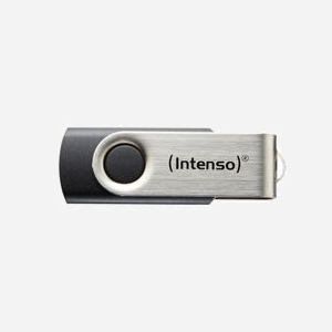 Intenso Basic Line 16Go USB 2.0 Type-A, Lecture 28Mo/s, Ecriture 6.5Mo/s, Pivotant, Noir/Argent, Compatible Windows/macOS/Linux - Miniature 2