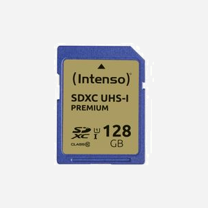Intenso SDXC 128GB UHS-I Classe 10 - Carte Flash 128 Go, Lecture 90Mo/s, Résistante Chocs/Température/Rayons X, Température Opération -25-85°C