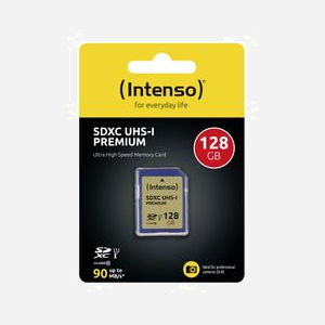 Intenso SDXC 128GB UHS-I Classe 10 - Carte Flash 128 Go, Lecture 90Mo/s, Résistante Chocs/Température/Rayons X, Température Opération -25-85°C - Miniature 2