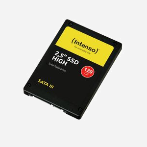 SSD Intenso High 120Go 2.5" SATA III TLC - Lecture 520 Mo/s, Écriture 480 Mo/s, IOPS 133K/122K, MTBF 2M h, Compatible PC