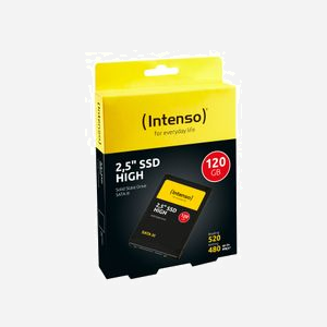 SSD Intenso High 120Go 2.5" SATA III TLC - Lecture 520 Mo/s, Écriture 480 Mo/s, IOPS 133K/122K, MTBF 2M h, Compatible PC - Miniature 4
