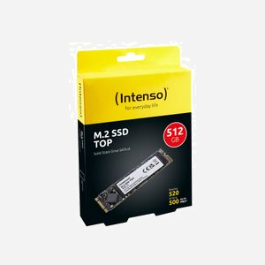 Intenso SSD M.2 2280 512 Go SATA III 6 Gbit/s : Lecture 520 Mo/s, Écriture 500 Mo/s, IOPS 133k/128k, MTBF 2M heures, Vert, PC/Portable - Miniature 2