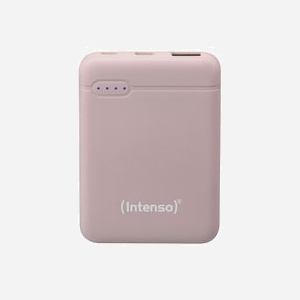 Intenso XS5000 Rose : Batterie Externe LiPo 5000mAh, USB-A/USB-C 2.1A, Recharge USB, 90x63x12.6mm, Protection Surtension/Surcharge