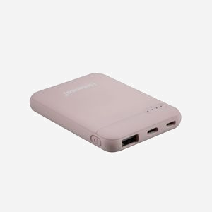 Intenso XS5000 Rose : Batterie Externe LiPo 5000mAh, USB-A/USB-C 2.1A, Recharge USB, 90x63x12.6mm, Protection Surtension/Surcharge - Miniature 5