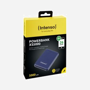Intenso XS5000 Batterie Externe LiPo 5000mAh Bleu (7313525) : USB Type-A + USB Type-C, 5V/2.1A, Recharge via Micro-USB/USB-C, 90x63x12.6mm - Miniature 2