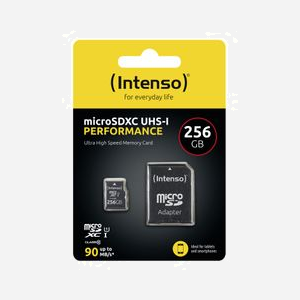 Intenso microSD 256GB UHS-I Classe 10 (U1) 90MB/s avec adaptateur SD, résistante chocs/température/eau/rayons X - Dimensions 15x11x1mm - Miniature 2