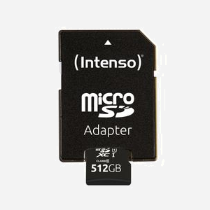 Intenso MicroSD 512Go UHS-I Classe 10 U1 Noire, Résistante aux chocs/température/eau/rayons X avec adaptateur SD - Dimensions 15x11x1mm - Miniature 4