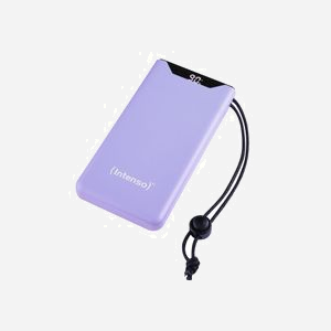 Intenso 7332033 Power Bank 10000 mAh LiPo Violet, 20W Power Delivery & Quick Charge 3.0, USB-A/USB-C, écran LCD, 131x67x15mm, 222g