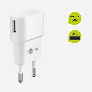 Goobay 44948 Chargeur Secteur Universel Noir, 1 Port USB 2.0, 5W, 5V, Entrée 100-240V, Compact (37.7x64.8x18.5mm), Conforme RoHS - Miniature 2