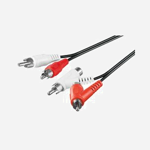 Câble Audio Goobay 50214, 1.5m, 2x RCA Mâle vers 2x RCA Mâle/Femelle, Noir, PVC, Connecteurs Droit/Courbe