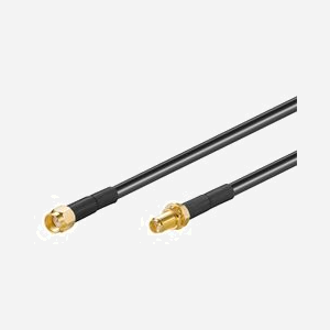 Goobay Câble Coaxial LMR195 10m RP-SMA Mâle vers RP-SMA Femelle 50 Ohm 5.8 GHz Noir, Contacts Or, PVC, REACH/RoHS - Miniature 1