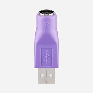 Goobay 68918 Adaptateur USB Type-A Mâle vers PS/2 Femelle, Boîtier PVC Violet, Facteur de Forme Droit, Certification CE/WEEE