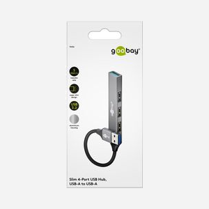 Hub USB Goobay 74456 - USB 3.2 Gen 1 Type-A, 4 Ports (1x USB 3.2 Gen 1, 3x USB 2.0), 5000 Mbit/s, Boîtier Aluminium, Gris Clair, Câble 0.1m - Miniature 2