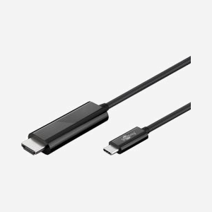 Goobay 77528 : Câble USB Type-C vers HDMI 1.8m, Mâle/Mâle, Noir, HDCP, Alimentation USB, Certifié CE/WEEE, Packaging Polybag