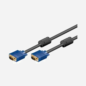 Câble VGA Goobay 93370 - 5m, Connecteurs D-Sub Mâle/Mâle, Résolution max. 1920x1200 (WUXGA), AWG29, Contacts Plaqué Or, Ferrite, RoHS, Noir - Miniature 1
