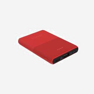 Terratec P50 Pocket Batterie Externe LiPo 5000 mAh Rouge, 2 ports USB (Type-A + Type-C), 5V/2.1A, recharge USB, compatible universel