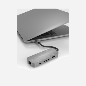 Terratec Connect C8 - Hub USB 2.0 Type-C Gris avec 2x USB 3.2 Gen 1 Type-A, HDMI, Ethernet RJ-45, Lecteur de cartes, Alimentation USB, Compatible Windows 10/macOS - Miniature 2