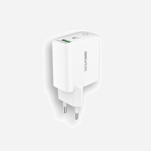 RealPower PC-20 Chargeur Secteur USB-A 3.2 Gen 1 + USB-C 20W Quick Charge pour Smartphone/Tablette, Protections Surtension/Surchauffe/Court-circuit, Blanc - Miniature 3