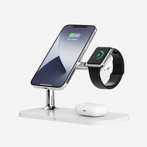 RealPower ChargeAIR Mag - Chargeur USB Intérieur 15W Qi, 1x USB-C, Compatible Smartphone, Smartwatch, Écouteurs, MagSafe, Blanc, Câble 1m, CE/RoHS - Miniature 3