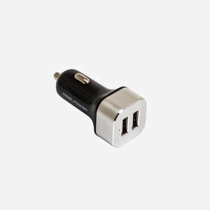 RealPower 176635 : Chargeur Auto/Secteur Universel 2 Ports USB 2.0 - 5V/2.4A, Protection Surtension/Court-circuit - Noir/Argent - 12-24V