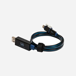 RealPower Câble USB-A vers Lightning 0.75m Noir/Bleu USB 2.0 Compatible iPhone/iPad/iPod/iPad Pro, RoHS, 30g, Réf. 185961