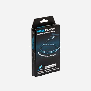 RealPower Câble USB-A vers Lightning 0.75m Noir/Bleu USB 2.0 Compatible iPhone/iPad/iPod/iPad Pro, RoHS, 30g, Réf. 185961 - Miniature 2