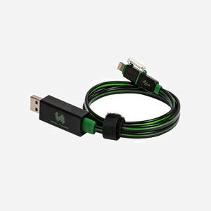RealPower Câble USB-A vers Lightning 0.75m Noir/Vert, USB 2.0, Compatibilité Apple iPhone/iPad/iPod/iPad Pro, Certification RoHS, Poids 30g