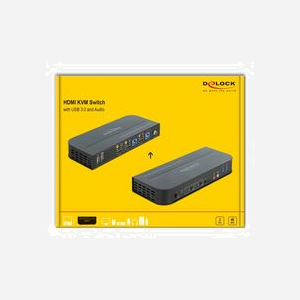 DeLOCK Commutateur KVM HDMI 4K 60Hz 2 Ports, USB 3.0/2.0, Audio, Sélection par Souris/Clavier/Bouton/Télécommande, Alimentation Secteur - Miniature 4