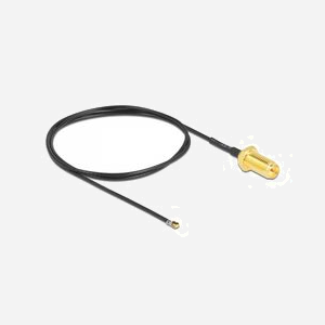 DeLOCK Câble Antenne 12660 RP-SMA Femelle vers I-PEX MHF 4L LK Mâle, 50 cm, 50 Ohm, 1.37, Longueur Filetée 10 mm, Noir