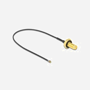 DeLOCK Câble Antenne SMA Femelle Cloison vers I-PEX MHF 4L LK Mâle 0.2m, 50 Ohm, Filetage 10mm, Connecteurs Droit, Pour Environnement Vibratoire - Miniature 1