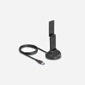 DeLOCK Adaptateur USB Wi-Fi 6 AX1800 Dual Band (1201+574 Mbps) WLAN, Normes IEEE 802.11ax/ac/n/g/b/a, Bi-bande 2.4/5 GHz, Antenne 3dBi, Chipset Realtek RTL8832BU