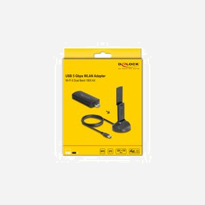 DeLOCK Adaptateur USB Wi-Fi 6 AX1800 Dual Band (1201+574 Mbps) WLAN, Normes IEEE 802.11ax/ac/n/g/b/a, Bi-bande 2.4/5 GHz, Antenne 3dBi, Chipset Realtek RTL8832BU - Miniature 4