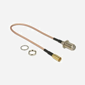 DeLOCK 13024 : Câble Coaxial RG-316 0.25m, Connecteur F Mâle vers SMB Femelle, 50 Ohm, Marron. - Miniature 1