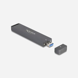 DeLOCK Boîtier Externe USB 10Gbps pour SSD M.2 NVMe/SATA (2230/42/60/80) USB Type-A Mâle - Chipset Realtek RTL9210B - Aluminium - Windows/macOS/Linux/Android