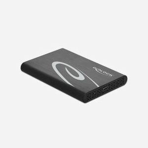 DeLOCK Boîtier Externe 2.5" SATA HDD/SSD USB 3.2 Gen 2 Type-C, Aluminium Noir, Chipset VIA VL716, Support UASP, 9.5mm, 4 To Max. - Miniature 1