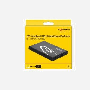 DeLOCK Boîtier Externe 2.5" SATA HDD/SSD USB 3.2 Gen 2 Type-C, Aluminium Noir, Chipset VIA VL716, Support UASP, 9.5mm, 4 To Max. - Miniature 4