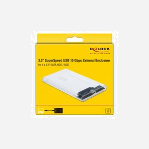 DeLOCK Boîtier Externe 2.5" SATA HDD/SSD, USB 3.2 Gen 2 (10 Gbps) Type-C, USB Type-A/Type-C, Chipset VIA VL716, Support UASP, 9.5mm, 4To - Miniature 4