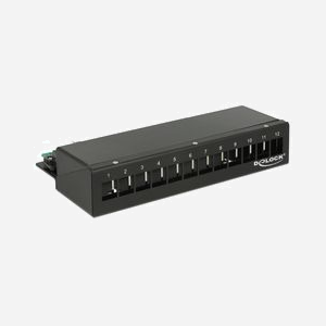Baie de Branchements DeLOCK 43339 - 12 Ports Noire Métal 221x112.5x44.5mm - Référence Fabricant 43339 - Conditionnement Boîte